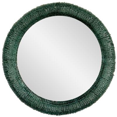 Vintage Green Murano Glass Round Mirror
