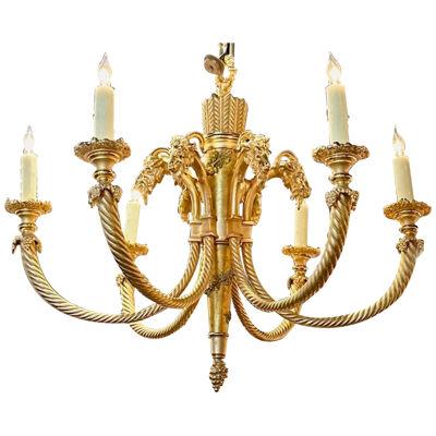 French Neo-Classical Dore' Bronze Chandelier