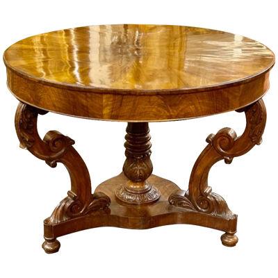 19th Century Italian Carved Walnut Center Table