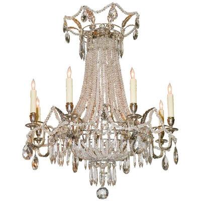 French Beaded and Silver Gilt Basket Form Chandelier