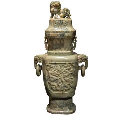 Exceptional Single Monumental Covered Urn of Archaic Fung Lei Form