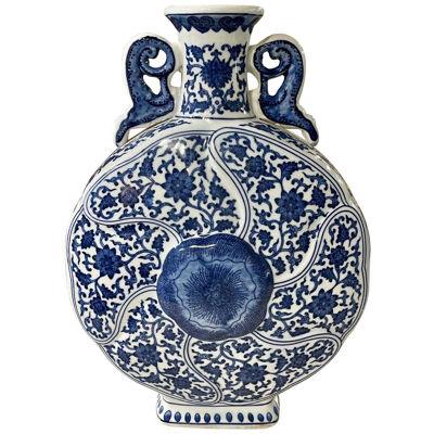 Early 20th Century Chinese Blue and White Moon Flask