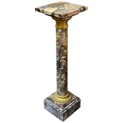 19th Century French Rouge Marble and Gilt Bronze Pedestal