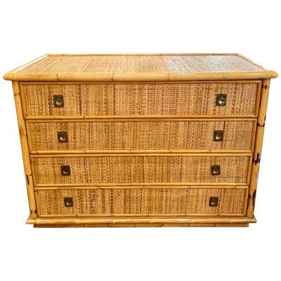 Vintage Italian Bamboo Chest of Drawers