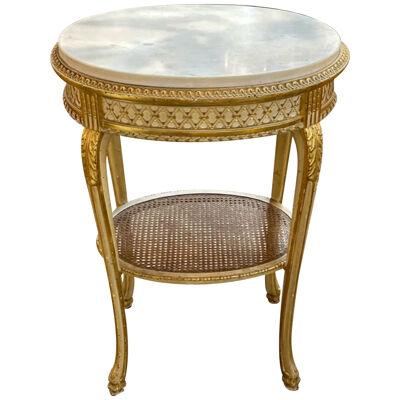19th Century French Louis XVI Carved and Gilded Side Table