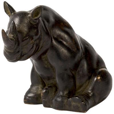 Japanese bronze sculpture rhinoceros
