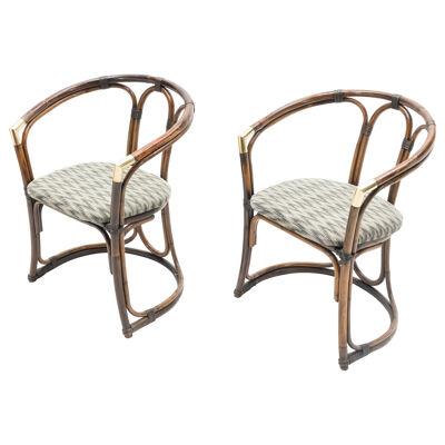 Mid-Century Modern French Riviera Bamboo and Brass Armchairs, 1960s