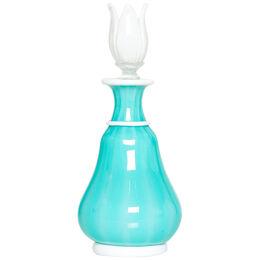 Barovier & Toso opal turquoise glass bottle flacone with stopper 1950 