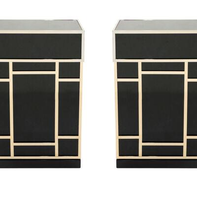 Pair of Maison Jansen Brass Black Lacquered Dry Bar Elements, 1970s