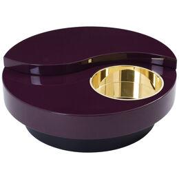 Willy Rizzo mauve lacquer brass bar swivel coffee table TRG 1970s