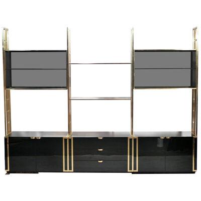 Rare Kim Moltzer French Lacquer and Brass Shelves, 1970s