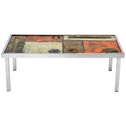 Robert and Jean Cloutier ceramic steel coffee table 1950s