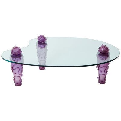 Large signed purple resin glass coffee table Garouste & Bonetti 1990s