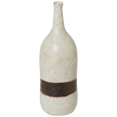  Bruno Gambone glazed stoneware ceramic vase greige brown 1970