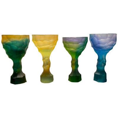 Set of 4 Hand-Sculpted Crystal Glass by Alissa Volchkova
