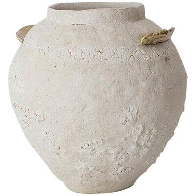 Isolated Brass and Glaze Stoneware Vase, Raquel Vidal and Pedro Paz