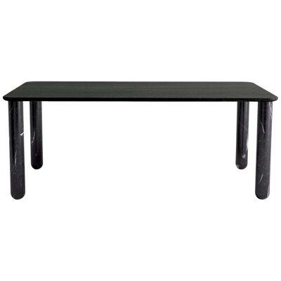 Xlarge Black Wood and Black Marble "Sunday" Dining Table, Jean-Baptiste Souletie