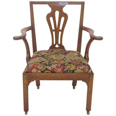 Handsome Georgian Armchair of Walnut with Needlework Seat
