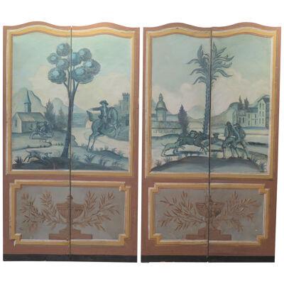 18th Century Four Panel Screen with Arched Tops