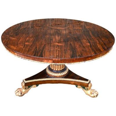 English Regency Rosewood Centre Table with Gilt Embellishments