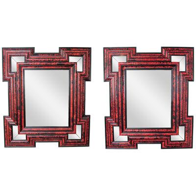 Pair of Large Baroque Style Dutch Tortoise Mirrors