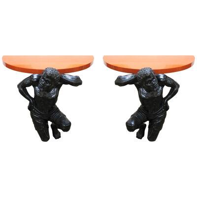 Pair of 19th Century Blackamoors as "Mod" Console Tables