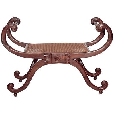 English Style X-Form Walnut Window Seat (two available)