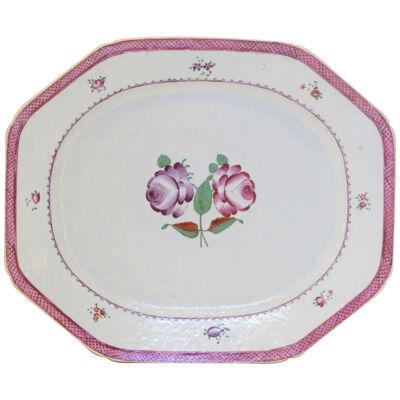 SINGLE Chinese Export Platter / Hand-Painted Floral Decoration