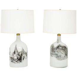 A large pair of Holmegaard lamps, Designed by Michael Bang
