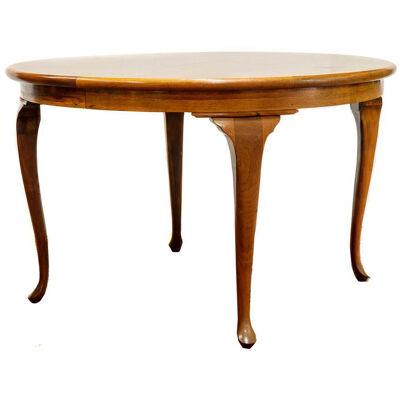 AF1-005: LATE 19TH C ENGLISH EDWARDIAN HIGHLY FIGURED MAHOGANY DINING TABLE
