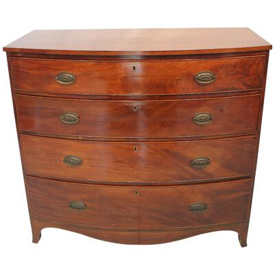 AF4-147: Early 19th Century American Federal Mahogany Bow-Front Chest of Drawers