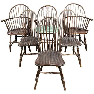 AF2-234: ASSEMBLED SET OF 6 EARLY 20TH CENTURY  WINDSOR STYLE CHAIRS