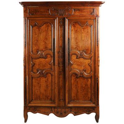 AF3-007: LATE 18TH CENTURY LOUIS XV PROVINCIAL FRUITWOOD ARMOIRE