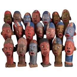 Collection of 20 Decorative and very Expressive Mudzini Reliquary Heads (Bembe)