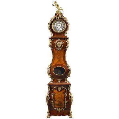 A Regence Louis XV-Style, Bronze-Mounted Kingwood and Marquetry Tall-Case Clock