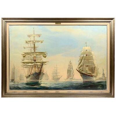 Kipp Soldwedel Operation Sail New York Harbor Oil Painting 1976