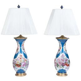 A Large Pair of French Baccarat Opaline Glass Vases / Lamps, 19th Century