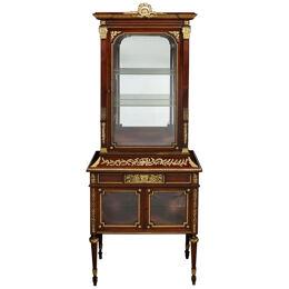 Exquisite French Ormolu-Mounted Mahogany and Glass Vitrine Cabinet