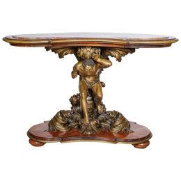 An Important Italian Kingwood and Patinated Bronze Figural Table, Circa 1870
