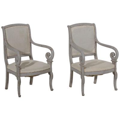 Pair of charming French armchairs, Charles X, 19th C.