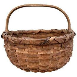 19th Century American Oak Splint Gathering Basket