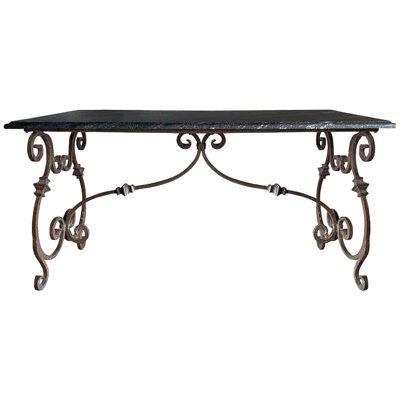 Italian Wrought Iron and Stone Top Table