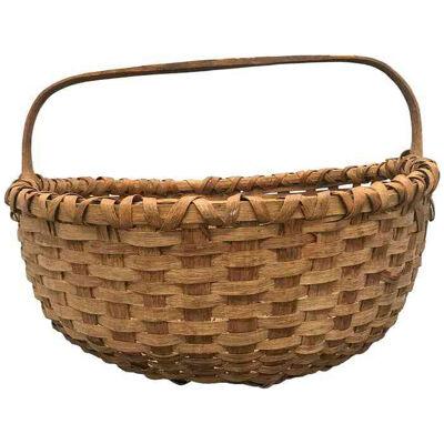19th Century American Splint Oak Gathering Basket