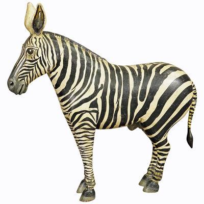 Wooden Carved Statue of a Zebra Handcarved in Germany ca. 1930s