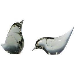 Pair of Art Glass Birds Designed by Livio Seguso ca. 1970s 