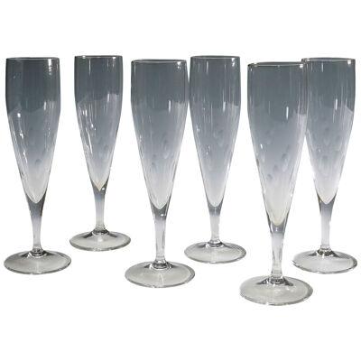 Set of Six Champagne Flutes by Wagenfeld for WMF, Germany, 1950s