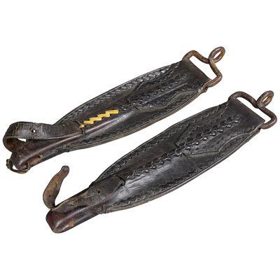 A Pair Antique Leather Stirrup Holders