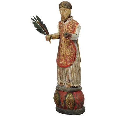 Wooden Carved Sculpture of a Saint ca. 1850