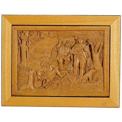 Wooden Micro Carving Plaque by Johann Rint ca. 1880