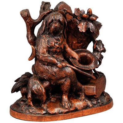 Fine Carved Black Forest Statue of a Disabled Dog - Brienz ca. 1900 